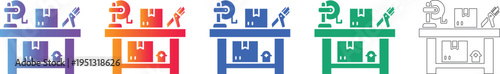 Warehouse Packing Station Vector Icons