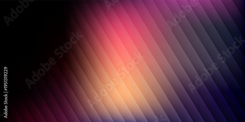 Abstract ribbed texture vibrant color spectrum deep blue to orange pink soft light transitions dark