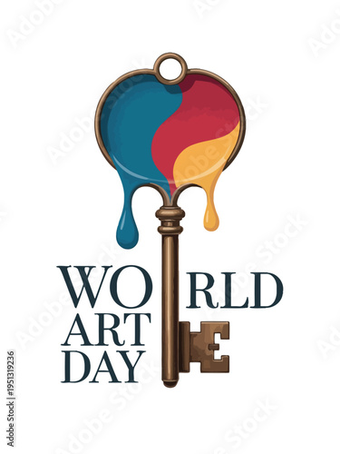 World Art Day with Colorful Paint  Key Illustration