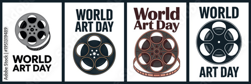 World Art Day with Film Reel Illustrations for Creative Media