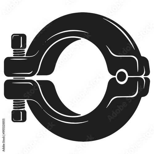 Adjustable pipe clamp or hose clamp with screws isolated on transparent background