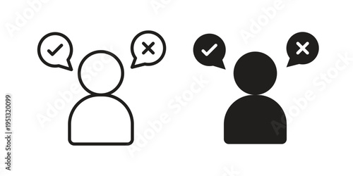 Decision making icon for mobile application, button and website design.