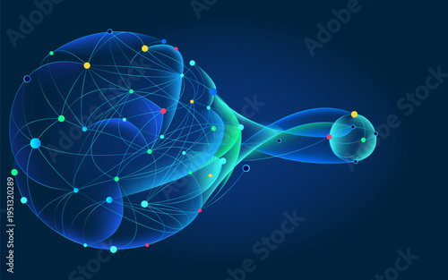 Illustration of abstract stream. Artificial intelligence. Big data, technology, AI, data transfer, data flow, large language model, generative AI, LLM, NLP. NLG