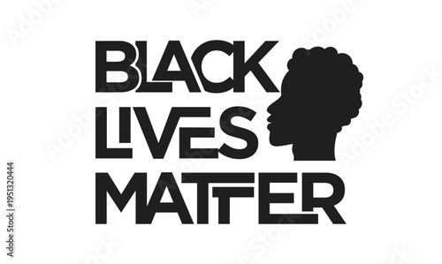 Black Lives Matter graphic with African American profile silhouette for social justice movement