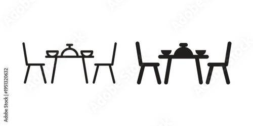 Dining table icon for mobile application, button and website design.