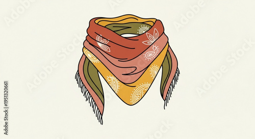 Colorful scarf with floral pattern and fringes on cream background fashion accessory