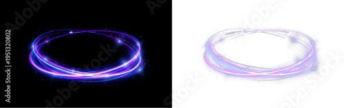 Semicircular lines glow with bright neon intensity. Motion creates smooth flowing energy paths. Ideal for digital and UI compositions.