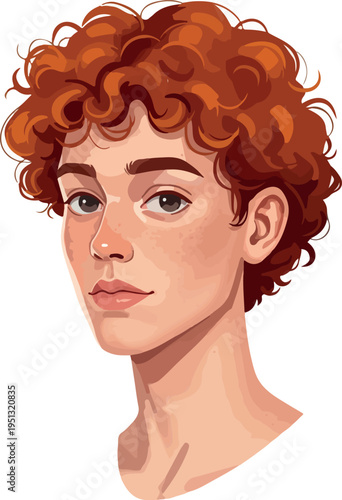 Red Haired Pixel Art Portrait Young Woman Portrait Vector Illustration