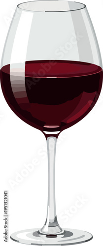 Red Wine Glass Isolated Object Vector Illustration