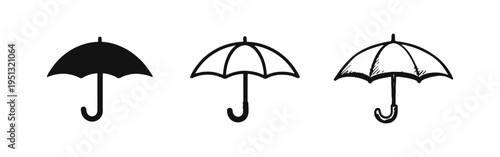 Umbrella Icon Set for Weather Protection, Rain Shelter Symbol Vector