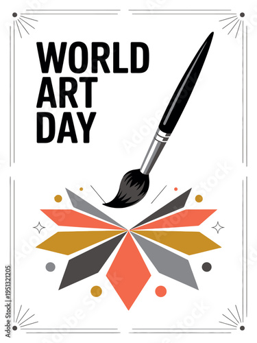 World Art Day with Paintbrush and Flowing Paint Illustration