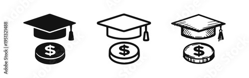 Education Finance Icon Set, College Tuition and Investment Vector