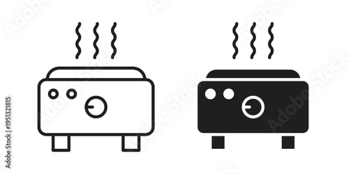 Electric hot plate icon for mobile application, button and website design.