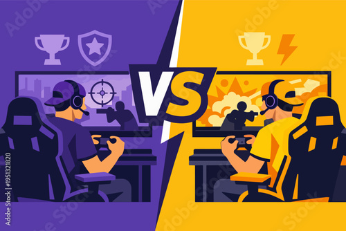 Esports gamers competing online, showing video game competition and rivalry