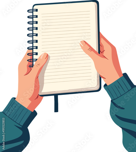 Illustrazione vettoriale di mani che aprono un libro. Concetto di lettura, conoscenza, studio, apprendimento e scoperta, ideale per educazione, cultura e contenuti editoriali.