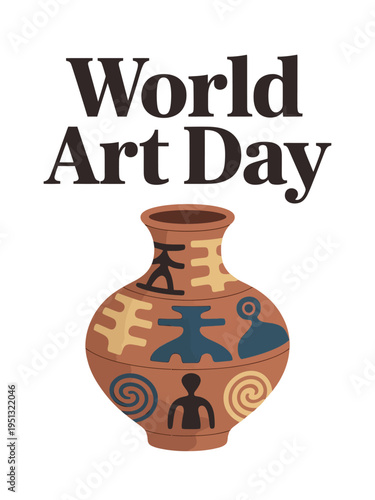 World Art Day with Decorative Pottery Vase Illustration