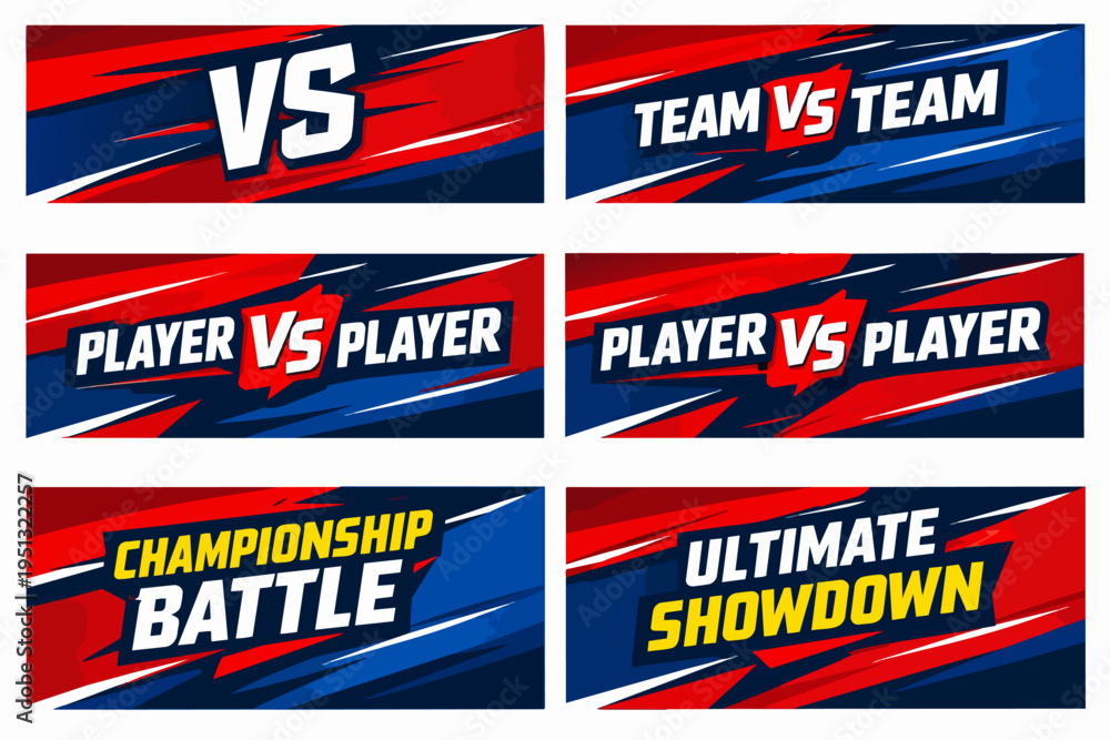 Fototapeta premium Versatile versus screen banners for competitive gaming, sports, and championship battles