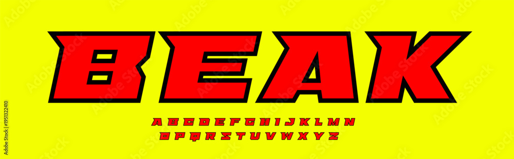 Fototapeta premium Bold angular sport font, comic racing alphabet, sharp display letters, dynamic logo typography, powerful headline style, gaming poster branding, vector type design