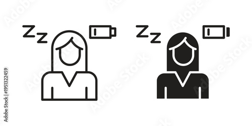 Fatigue icon for mobile application, button and website design.