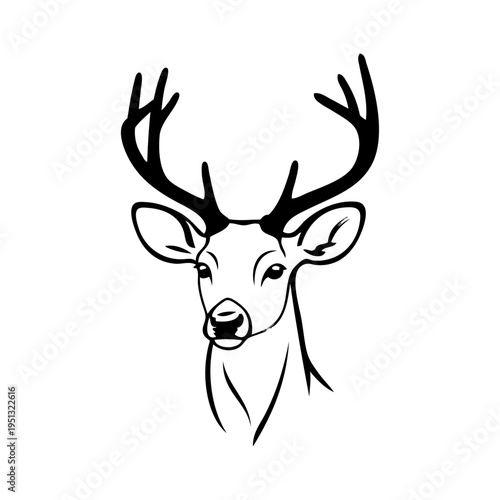 Logotipo fauna del bosque. Dibujo sencillo con líneas de la cabeza de un ciervo