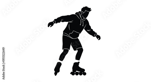 A dynamic image of a man roller skating captured in a striking silhouette