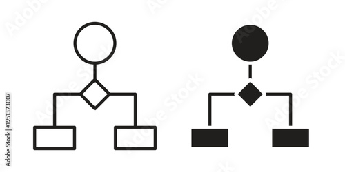 Flowchart icon for mobile application, button and website design.