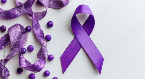 Purple Ribbon Awareness - Symbol of Hope, Support, and Solidarity on White Background.