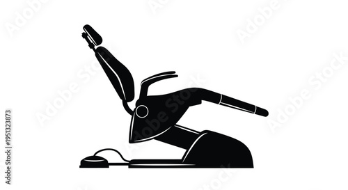 Black barber chair depicted in a stark minimalist silhouette