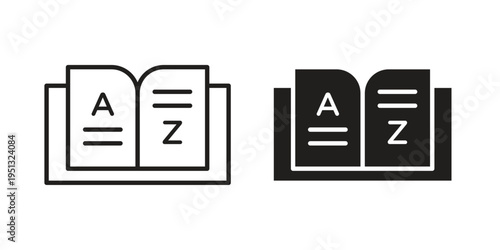 Glossary icon for mobile application, button and website design.