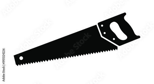 A stark black silhouette of a hand saw simple and graphic silhouette