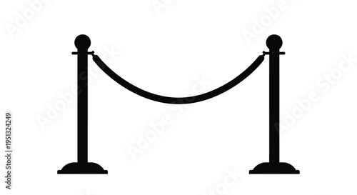 Black rope barrier with stanchions a simple and elegant silhouette