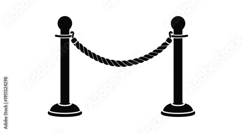 Black rope barrier with metal stanchions a simple graphic silhouette