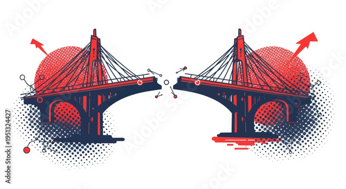 Broken Bridge Illustration - Connection Failure Concept