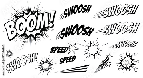 Comic Book Sound Effects: Boom, Swoosh, Speed Lines, Explosions