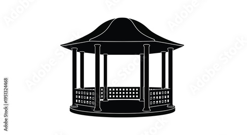 Elegant black gazebo structure presented as a striking silhouette