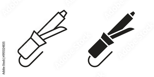 Hair curler icon for mobile application, button and website design.