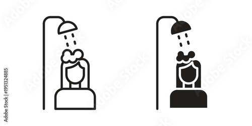 Hair washing icon for mobile application, button and website design.