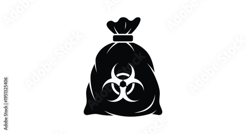 Black sack with biohazard symbol depicted as a striking silhouette