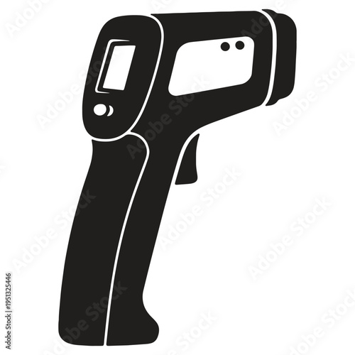 Infrared thermometer gun for measuring body temperature and detecting fever isolated on transparent background