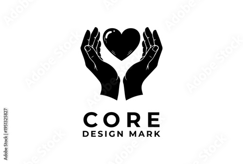 Open Hands Supporting Heart Symbol Presented As Black Vector Silhouette Sketch Engraving Logo Illustration Representing Day Of Conscience Compassion Concept