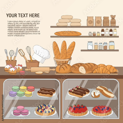 Artistic Bakery Display with Assorted Baked Goods