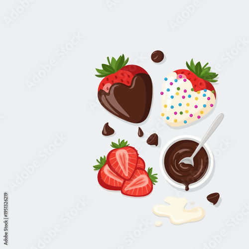 Chocolate Covered Strawberries with Sprinkles and Dip