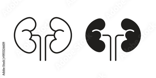 Kidney icon for mobile application, button and website design.