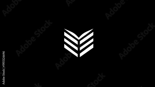 Wallpaper Mural Abstract geometric white arrow down symbol on black background. Modern minimalist design icon with three stripes, chevron, or triangle elements. Torontodigital.ca