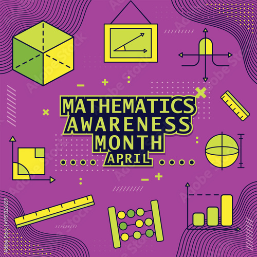 Mathematics Awareness Month Math Icon Modern Color with Pink Background