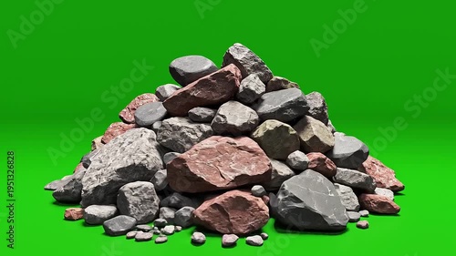 Rock Pile on Green Screen Background