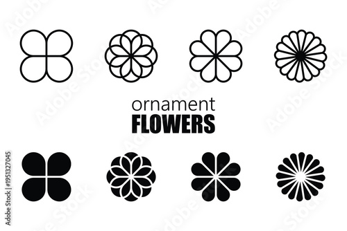 monoline vector illustration ornament flower sketch negative space.