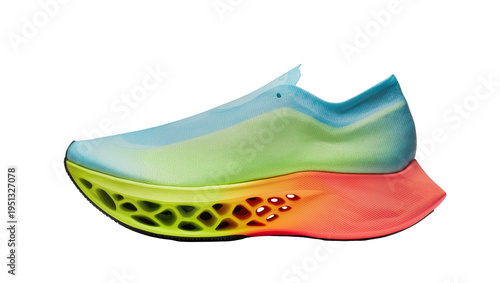 Fotografi Isolated modern athletic running shoe with vibrant gradient colors and innovativ