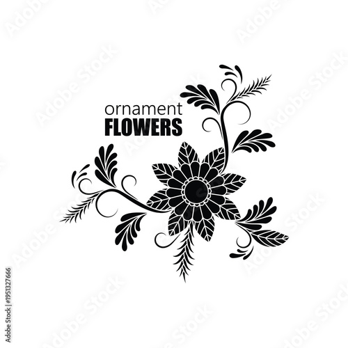 ornament flower sketch negative space pattern vector illustration