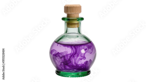 Foto Isolated fantasy potion bottle filled with vibrant swirling purple liquid and co